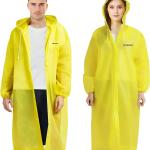 Poncho wasserdicht, wiederverwendbar, Regencape mit Kapuze, durchscheinend, PVC, EVA, langlebig, mit Knöpfen und Ärmeln, für Erwachsene, unisex, 2 Stück