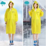 Poncho wasserdicht, wiederverwendbar, Regencape mit Kapuze, durchscheinend, PVC, EVA, langlebig, mit Knöpfen und Ärmeln, für Erwachsene, unisex, 2 Stück