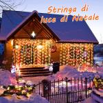 Decorazione natalizia, Tenda a Filo di rame, 300 led luce bianco caldo, caricamento Usb, con telecomando