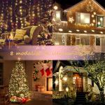 Decorazione natalizia, Tenda a Filo di rame, 300 led luce bianco caldo, caricamento Usb, con telecomando