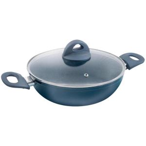 Casseruola in Alluminio, coperchio in vetro temperato, diametro 24 cm