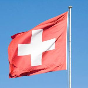 Drapeau suisse 90 x 90 cm, forme carrée, avec anneaux