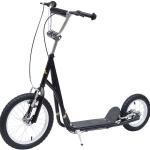 Scooter en acier pour enfants avec grandes roues et freins, noir, Homcom
