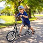 Scooter en acier pour enfants avec grandes roues et freins, noir, Homcom