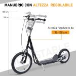 Scooter en acier pour enfants avec grandes roues et freins, noir, Homcom