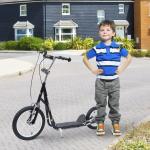 Scooter en acier pour enfants avec grandes roues et freins, noir, Homcom
