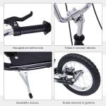 Scooter en acier pour enfants avec grandes roues et freins, noir, Homcom