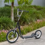 Scooter en acier pour enfants avec grandes roues et freins, noir, Homcom