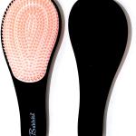 Brosse à cheveux démêlante et démêlée, couleur Noir avec intérieur pêche