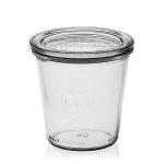 Weck glas 290 ml mit Deckel 80 mm, komplett mit Dichtung und Clips, 6er-Pack, Glas, transparent