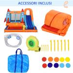 Gioco Gonfiabile per Bambini con Scivolo Trampolino e Pompa Elettrica