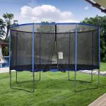 Trampolino elastico, Tappeto Elastico per Bambini e Adulti con Rete e Bordo Imbottito Φ 426 x 269 cm - Blu/Nero