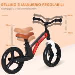 Fahrrad ohne Pedale für Kinder von 2-5 Jahren mit höhenverstellbarem Sitz und Lenker, Farbe schwarz