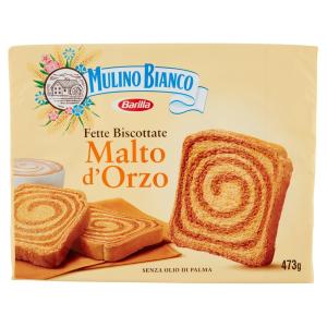 Fette biscottate, Mulino Bianco, Malto Orzo, 473 g, Farina di frumento
