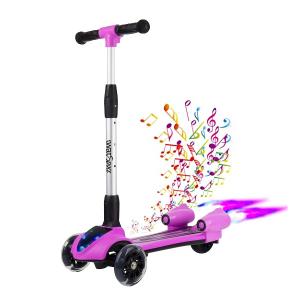Trottinett für kinder 3 Räder für Kinder 3 bis 14 Jahre alt mit Musik und Dampflichter, rosa Farbe