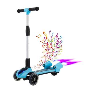 Trottinett für kinder 3 Räder für Kinder 3 bis 14 Jahre alt mit Musik und Dampf lichter, blaue Farbe