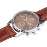 Luminous, Montre à cadran rond, à trois fonctions 3, bracelet en cuir, pour homme, marron