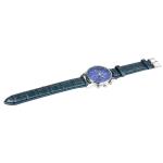 Luminous, Montre à cadran rond, à trois fonctions 3, bracelet en cuir, pour homme, bleu